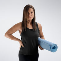 Vest Top in black on model - Aurora Collection activewear