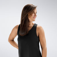 Vest Top in black on model - Aurora Collection activewear