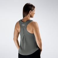 Vest Top in battleship gray on model - Aurora Collection activewear