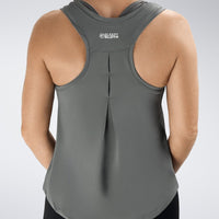 Vest Top in battleship gray on model - Aurora Collection activewear
