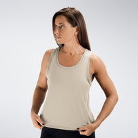 Vest Top in ivory cream on model - Aurora Collection activewear