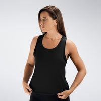 Vest Top in black on model - Aurora Collection activewear