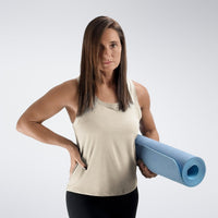 Vest Top in ivory cream on model - Aurora Collection activewear