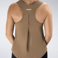 Vest Top in coffee brown on model - Aurora Collection activewear