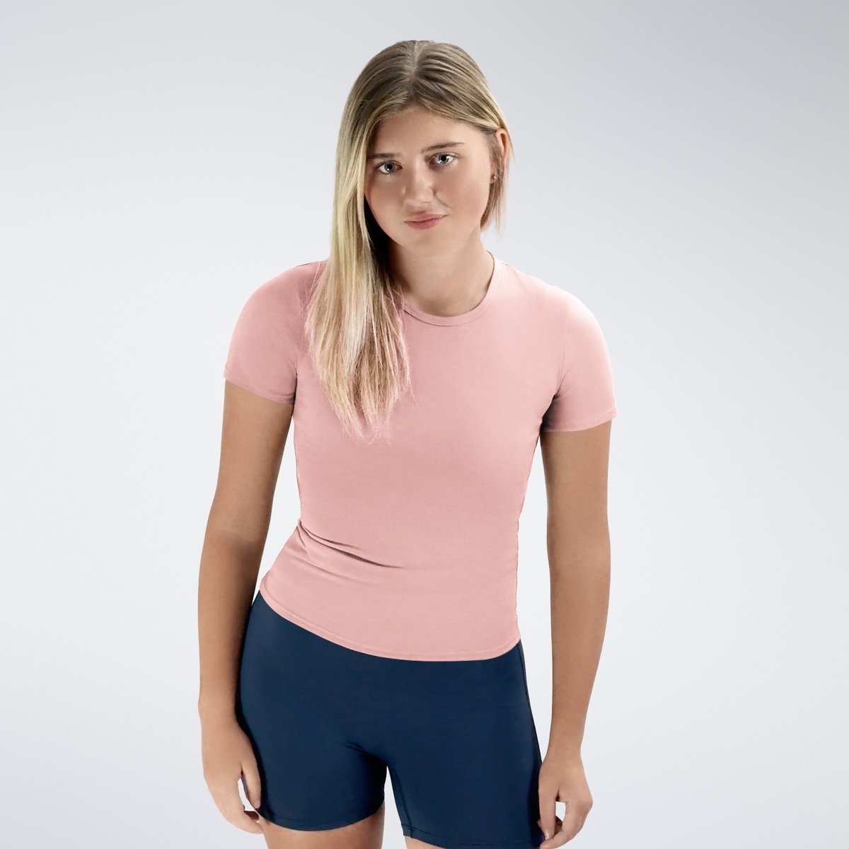 Compression Top in pink on model - Terra Collection activewear