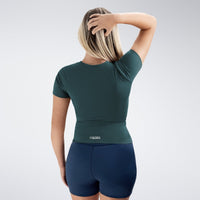 Compression Top in dark green on model - Terra Collection activewear