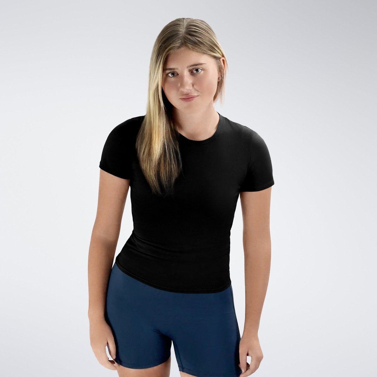 Compression Top in black on model - Terra Collection activewear