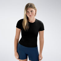 Compression Top in black on model - Terra Collection activewear