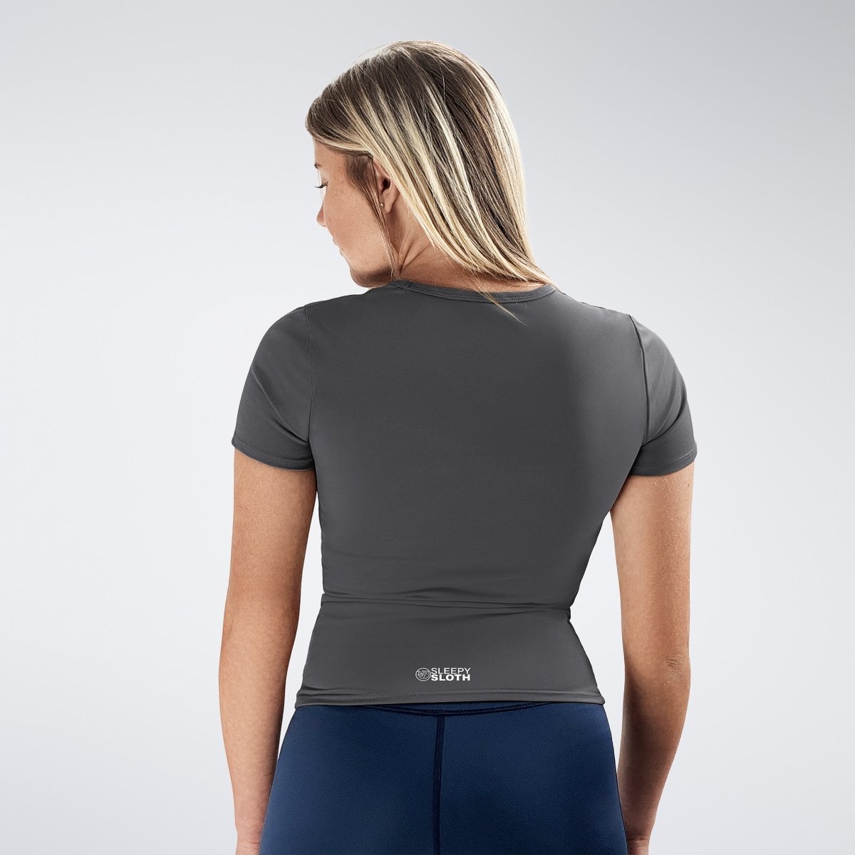 Compression Top in deep grey on model - Terra Collection activewear