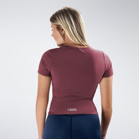 Compression Top in burgundy on model - Terra Collection activewear