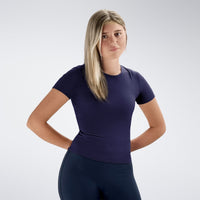 Compression Top in purple on model - Terra Collection activewear