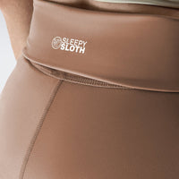 Rolled Shorts in coffee brown on model - Drift Collection activewear