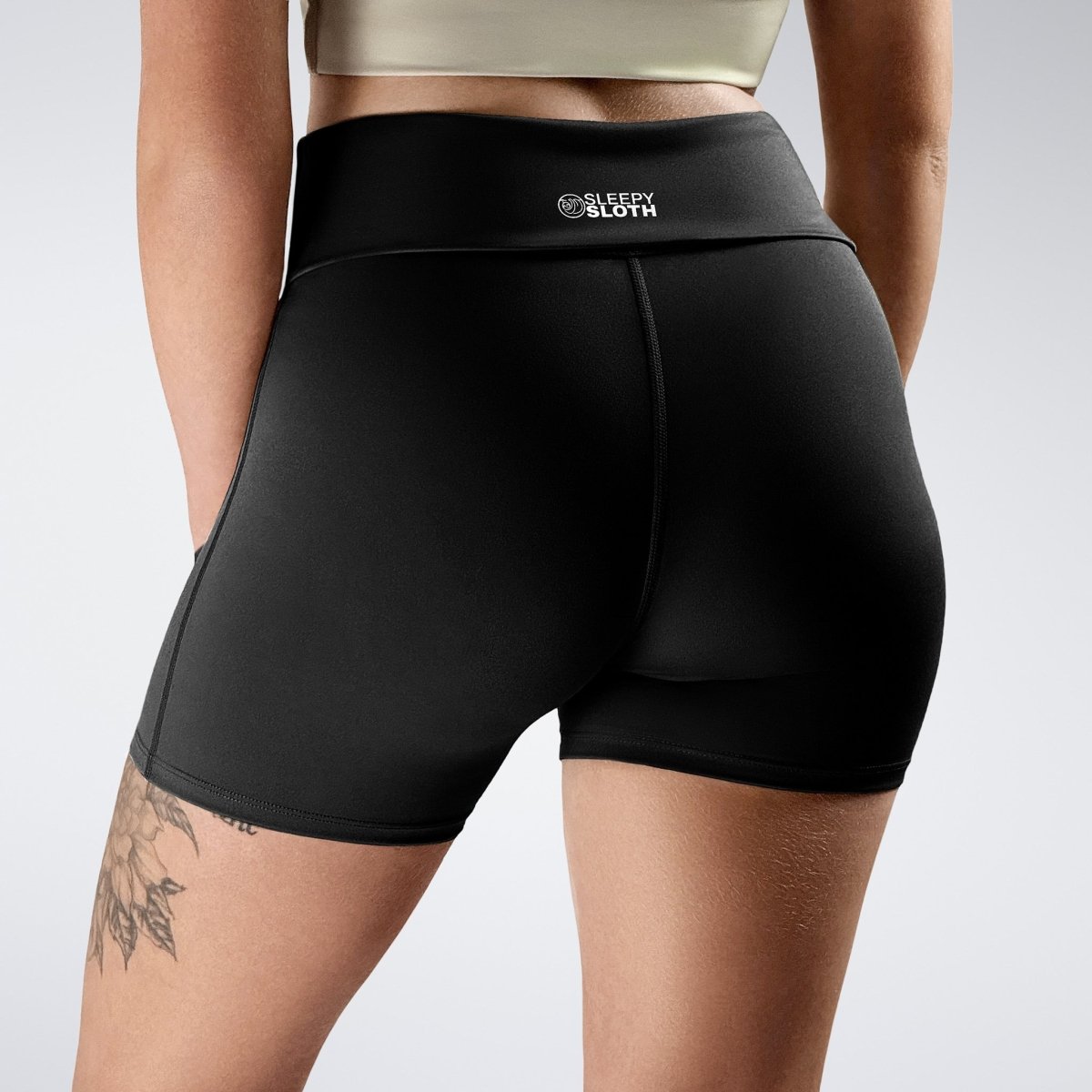 Rolled Shorts in black on model - Drift Collection activewear