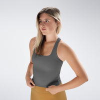 Racerback Tank Vest in battleship gray on model - Echo Collection activewear