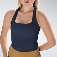 Racerback Tank Vest in navy on model - Echo Collection activewear