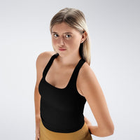 Racerback Tank Vest in black on model - Echo Collection activewear