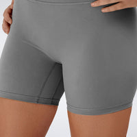 Shorts in battleship gray on model - Flow State Collection activewear