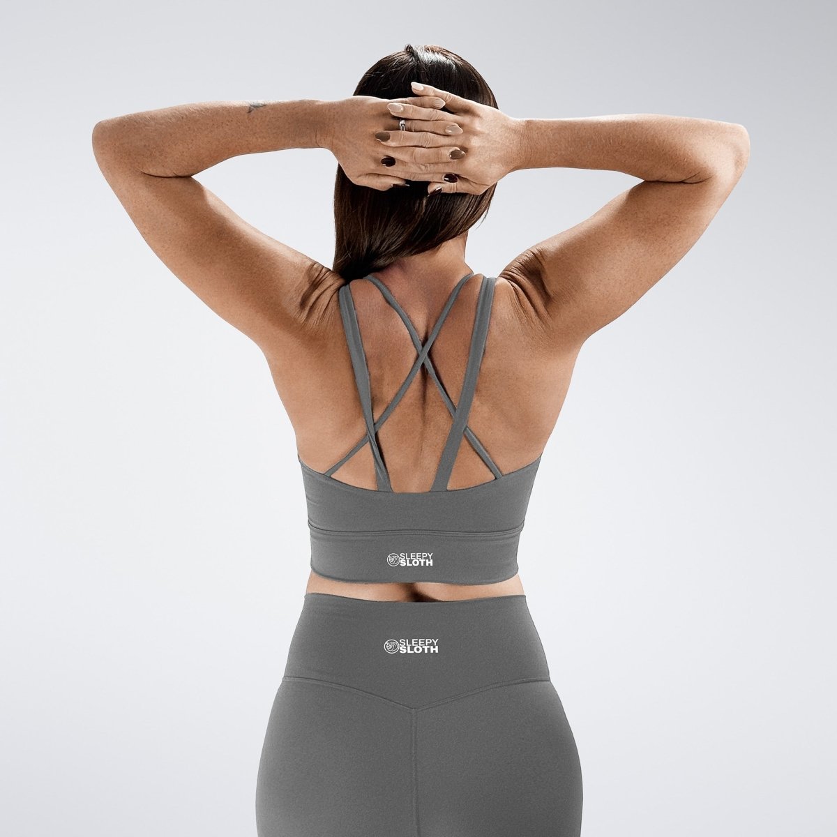 Flow State™ Sustainable Cross Back Sports Bra in Battleship Gray — additional view