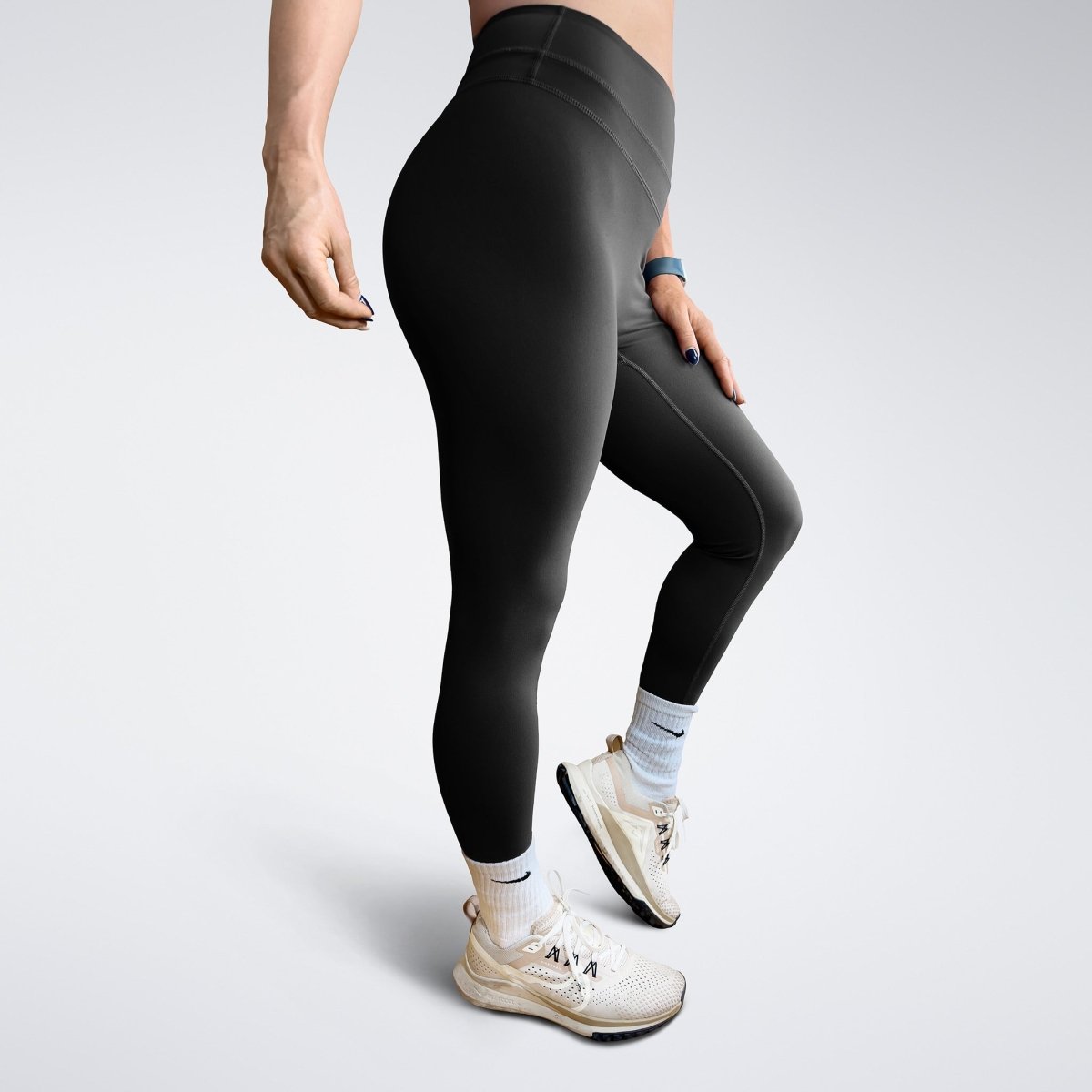Leggings in black on model - Halo Collection activewear
