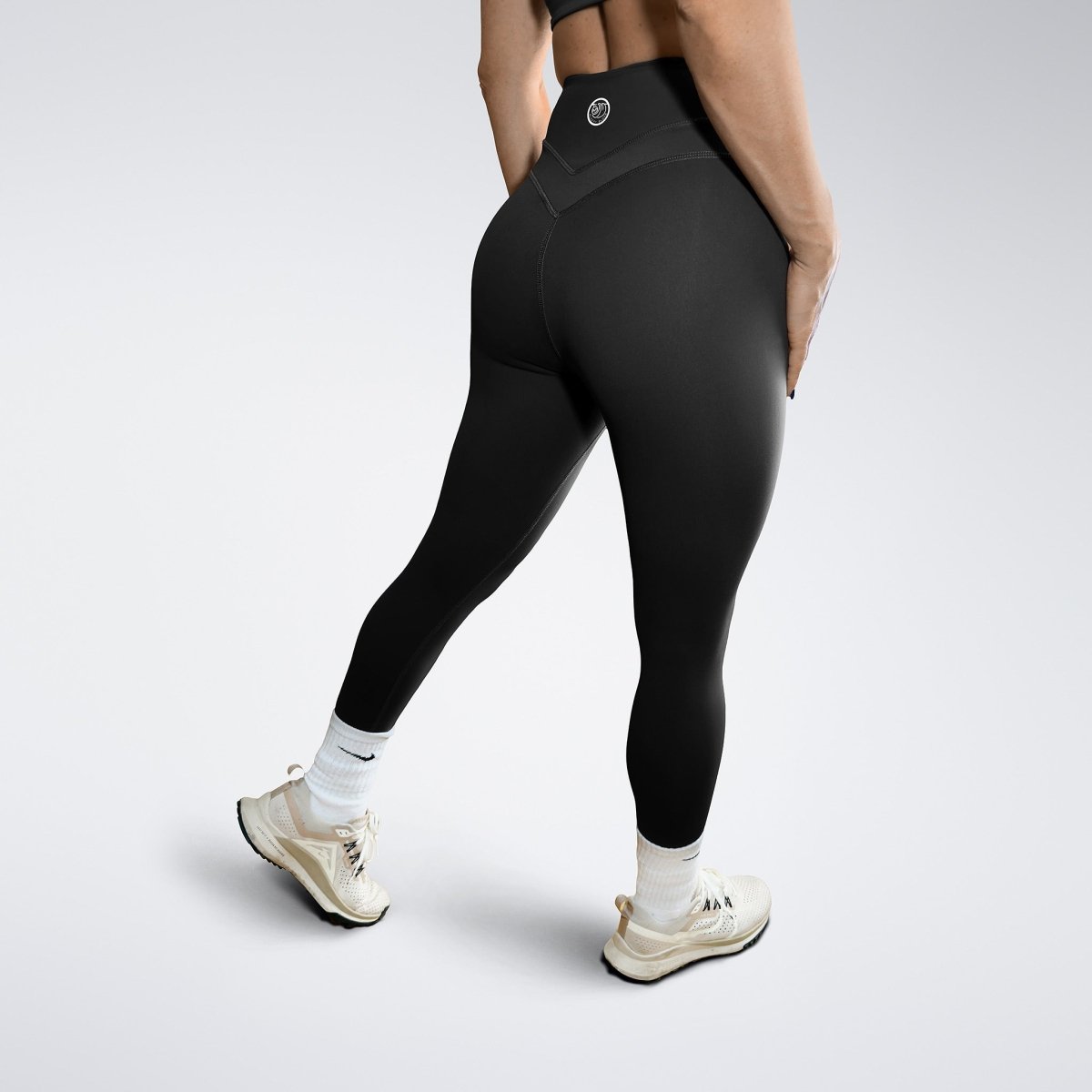 Leggings in black on model - Halo Collection activewear