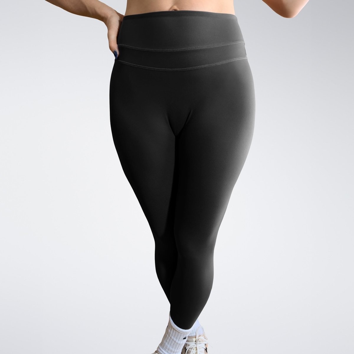 Leggings in black on model - Halo Collection activewear