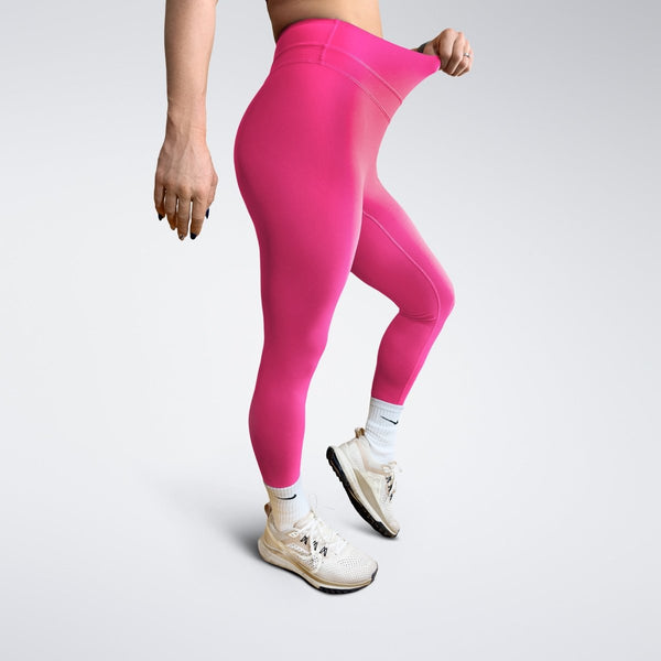 Leggings in hot pink on model - Halo Collection activewear