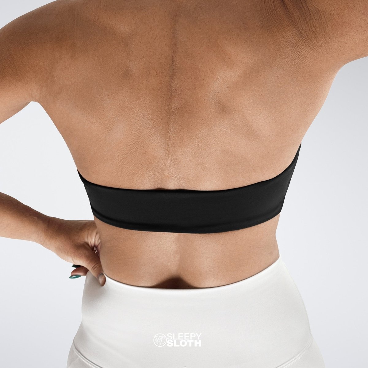 Halter Neck Sports Bra in black on model - Halo Collection activewear