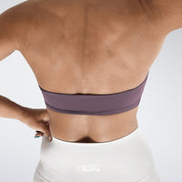 Halter Neck Sports Bra in plum on model - Halo Collection activewear