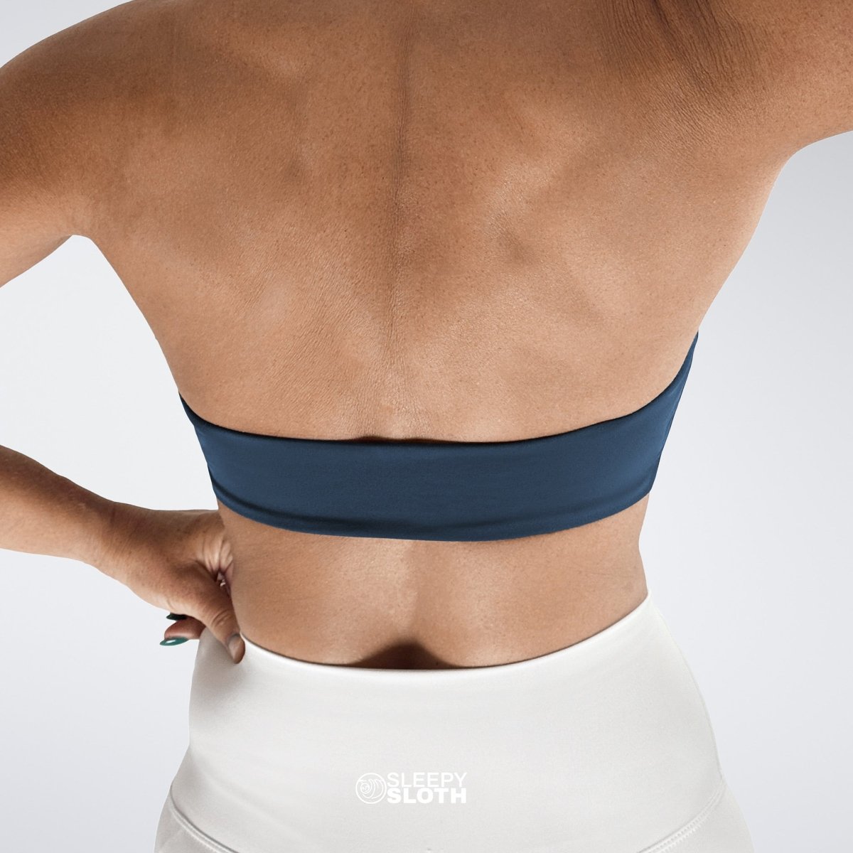 Halter Neck Sports Bra in navy on model - Halo Collection activewear