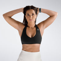 Halter Neck Sports Bra in black on model - Halo Collection activewear
