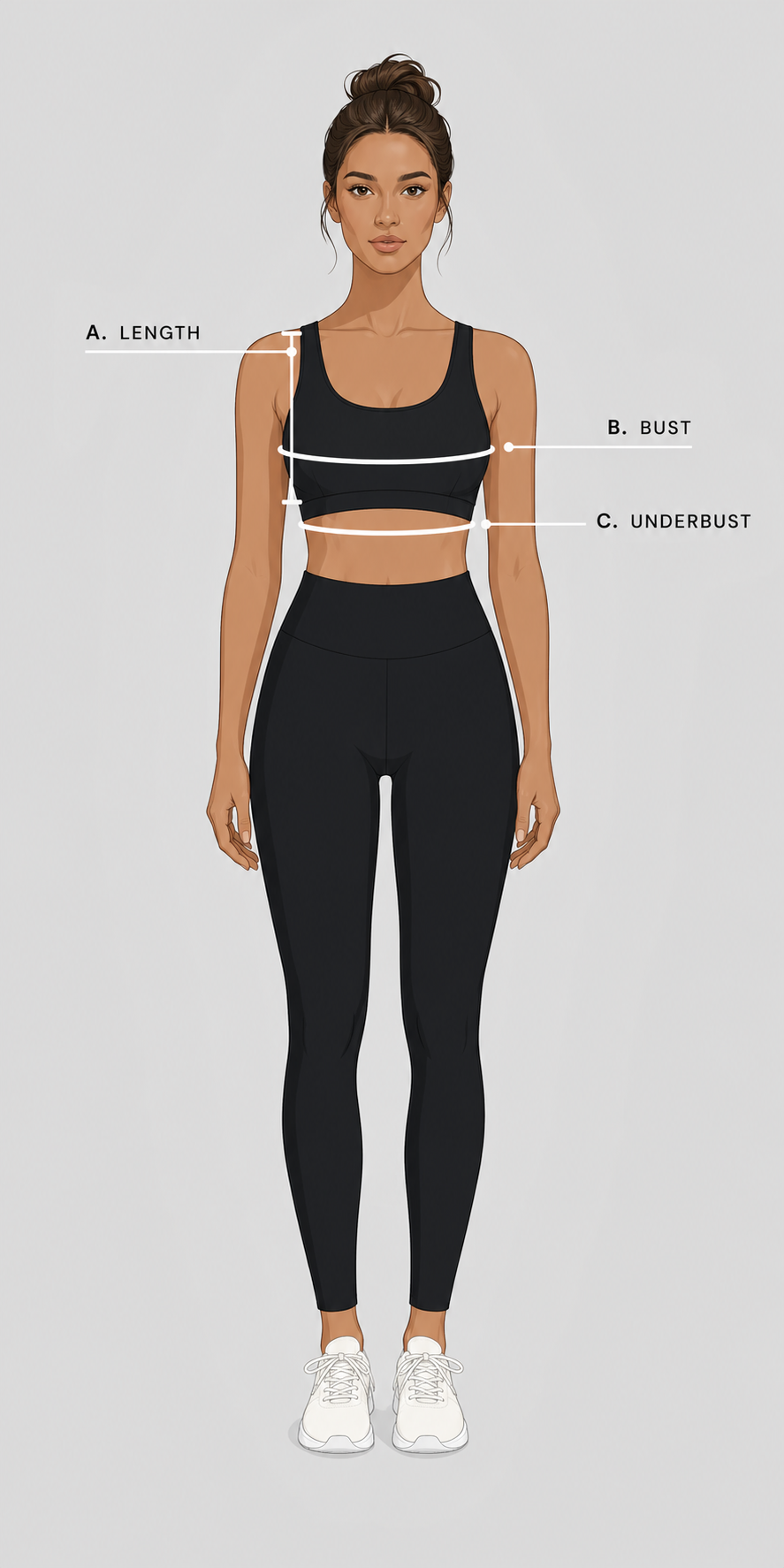 Halter Neck Sports Bra - Buttery Soft & Supportive | Bloom Collection measurement guide