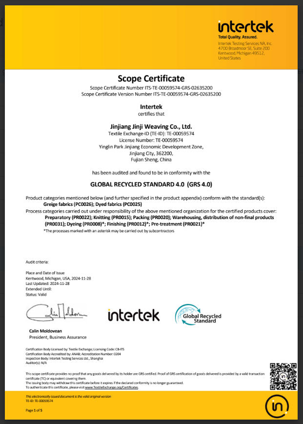 Intertek scope certificate with a yellow border