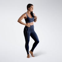 Power-Fit Sustainable Yoga & Pilates Leggings in Midnight Blue — product view