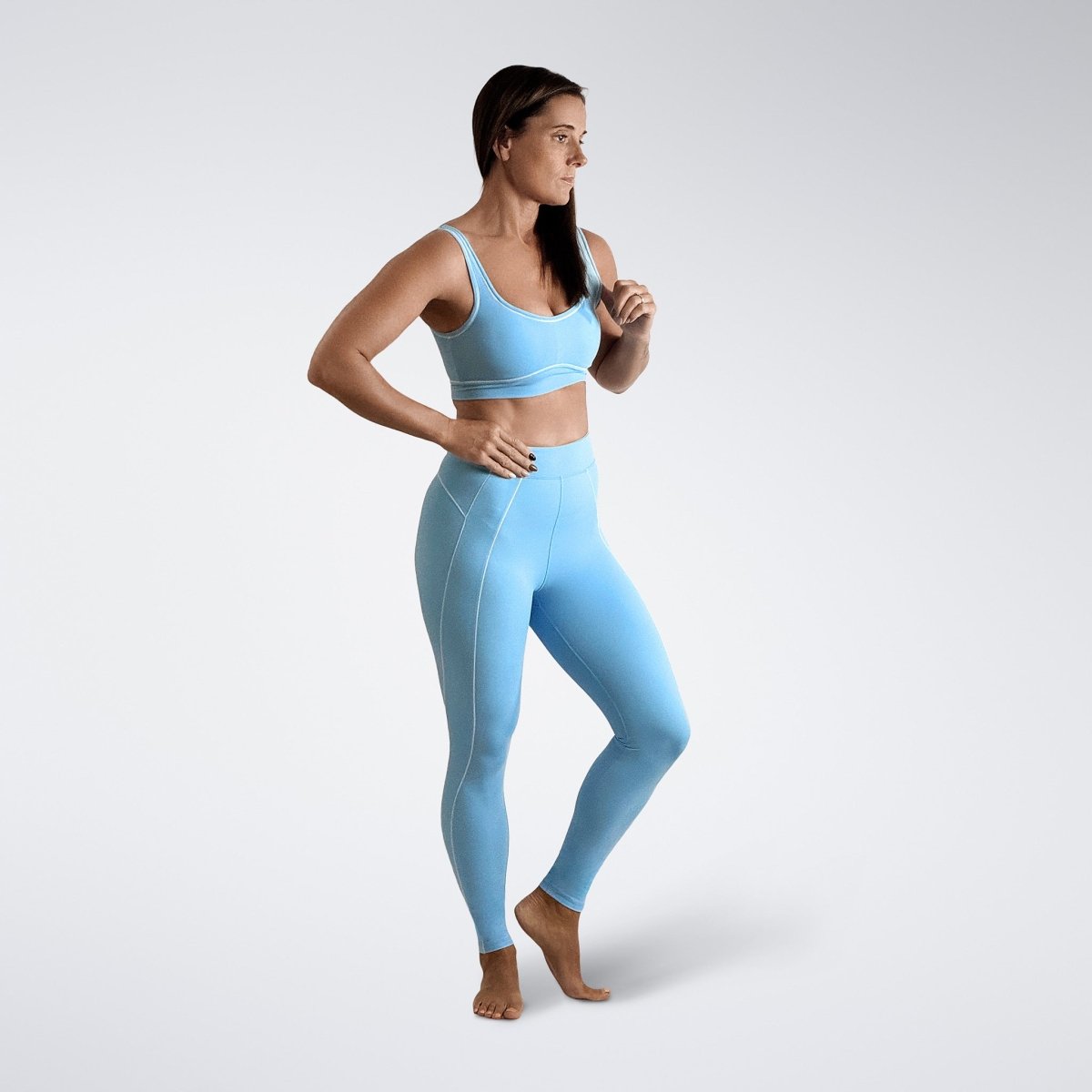 Power-Fit Sustainable Yoga & Pilates Leggings in Alaska Blue — product view