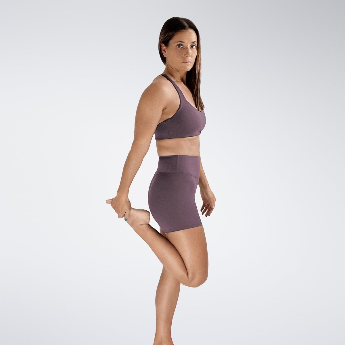 Reformer Yoga / Pilates Shorts in Plum — additional view