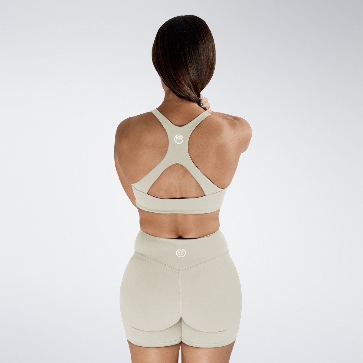 Reformer Cross Back Sports Bra in Ivory Cream — product view