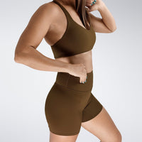 Reformer Yoga / Pilates Shorts in Chocolate Brown — additional view