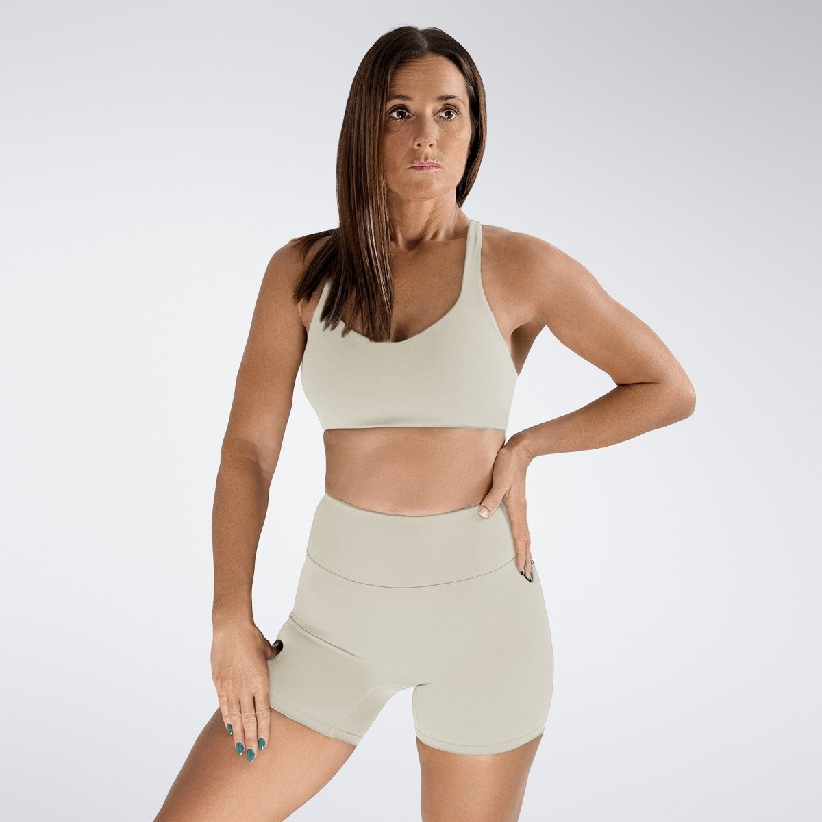 Reformer Yoga / Pilates Shorts in Ivory Cream — product view