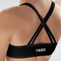 Cross Back Yoga Bra in black on model - Rise Collection activewear