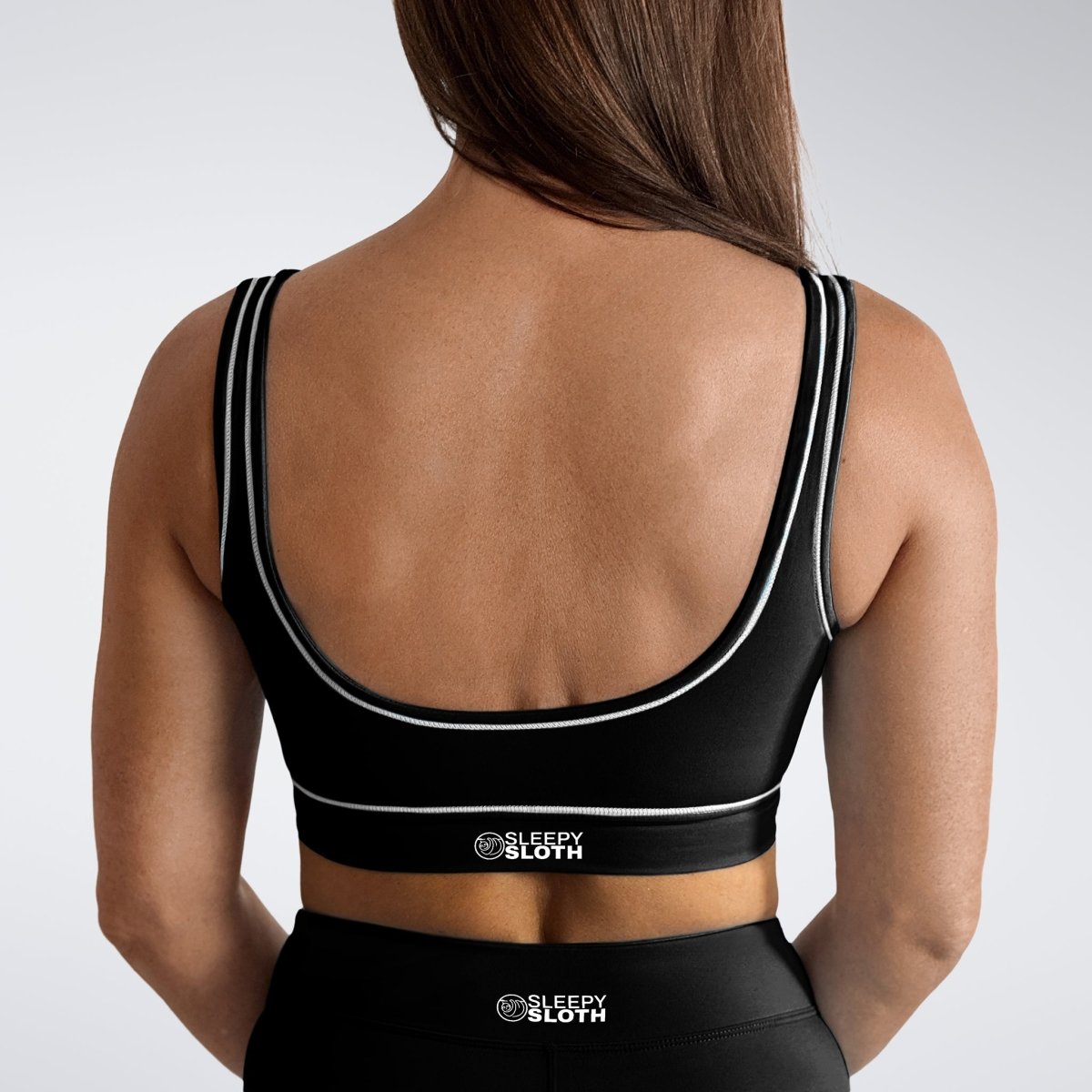 Power-Fit Sustainable High Support Sports Bra in Black — product view