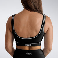 Power-Fit Sustainable High Support Sports Bra in Black — product view