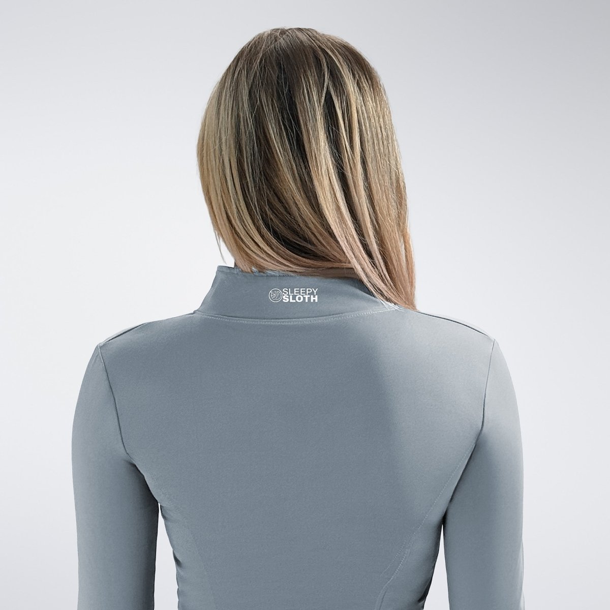 Yoga Jacket in light grey on model - Pulse Collection activewear