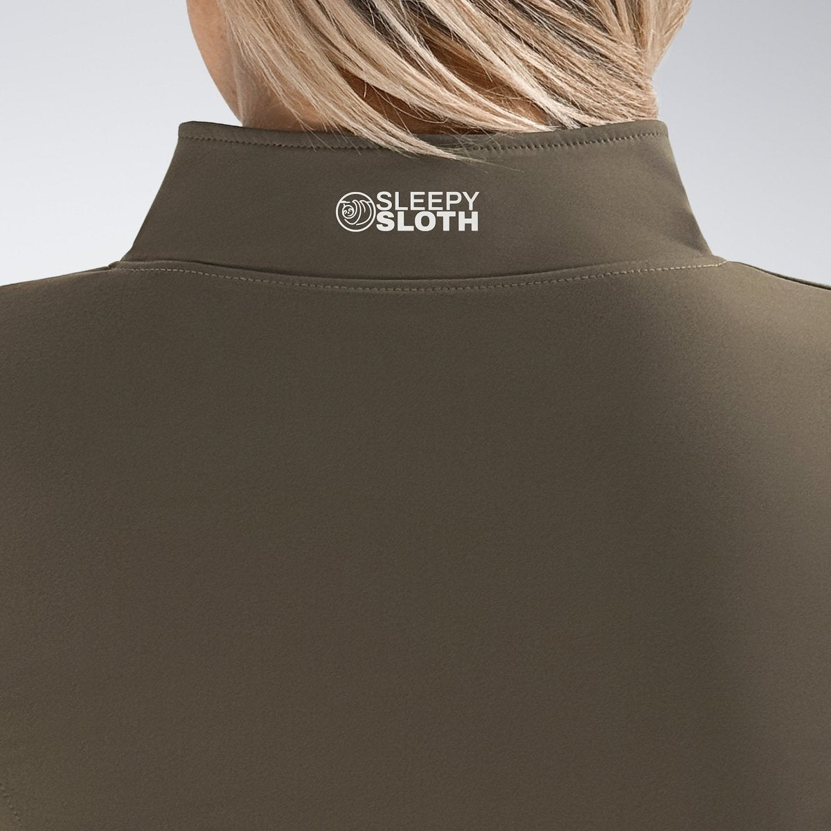 Yoga Jacket in coffee brown on model - Pulse Collection activewear