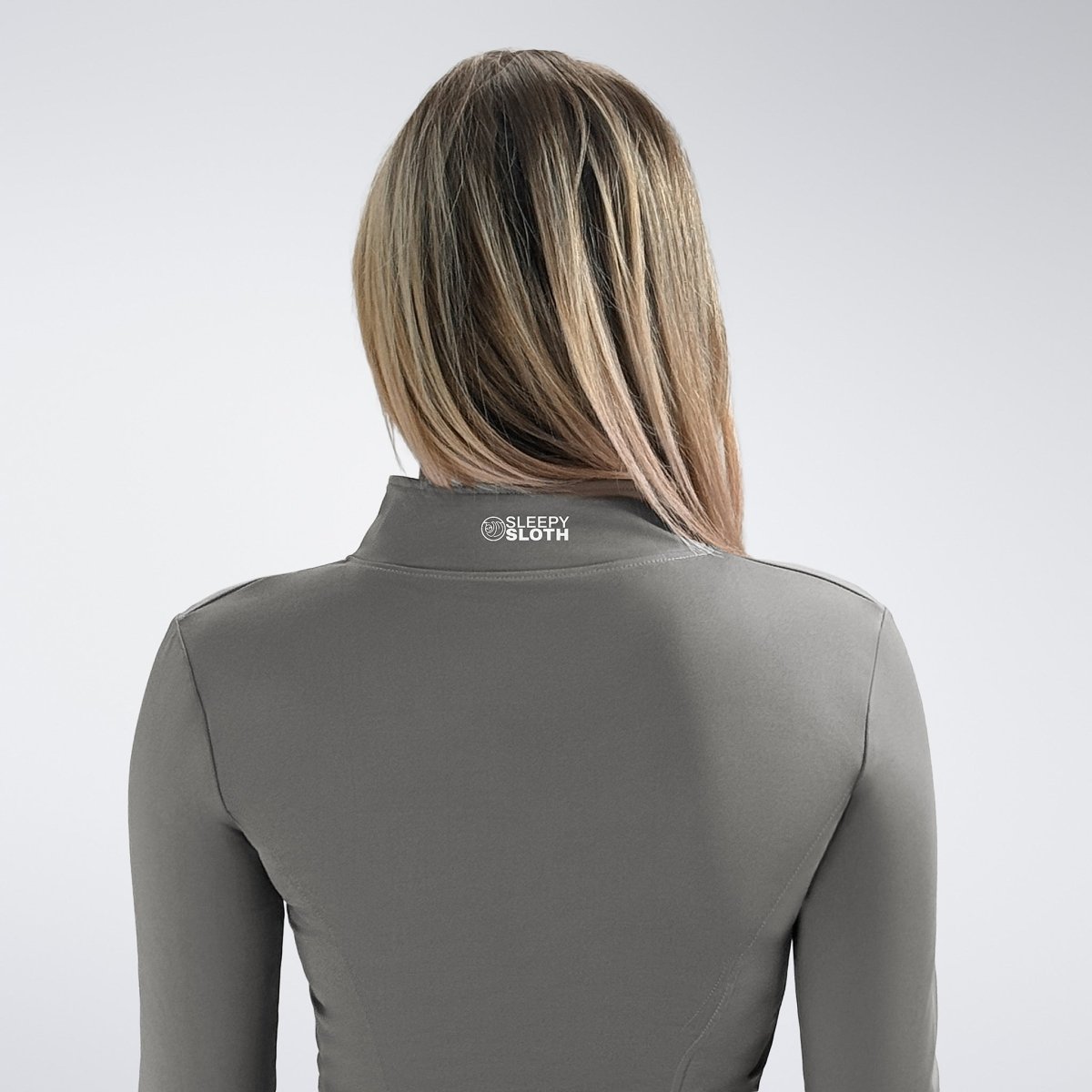 Yoga Jacket in deep grey on model - Pulse Collection activewear