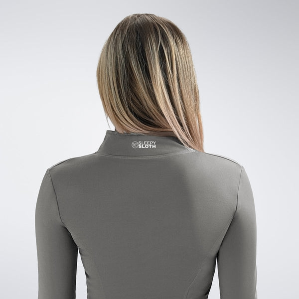Yoga Jacket in deep grey on model - Pulse Collection activewear