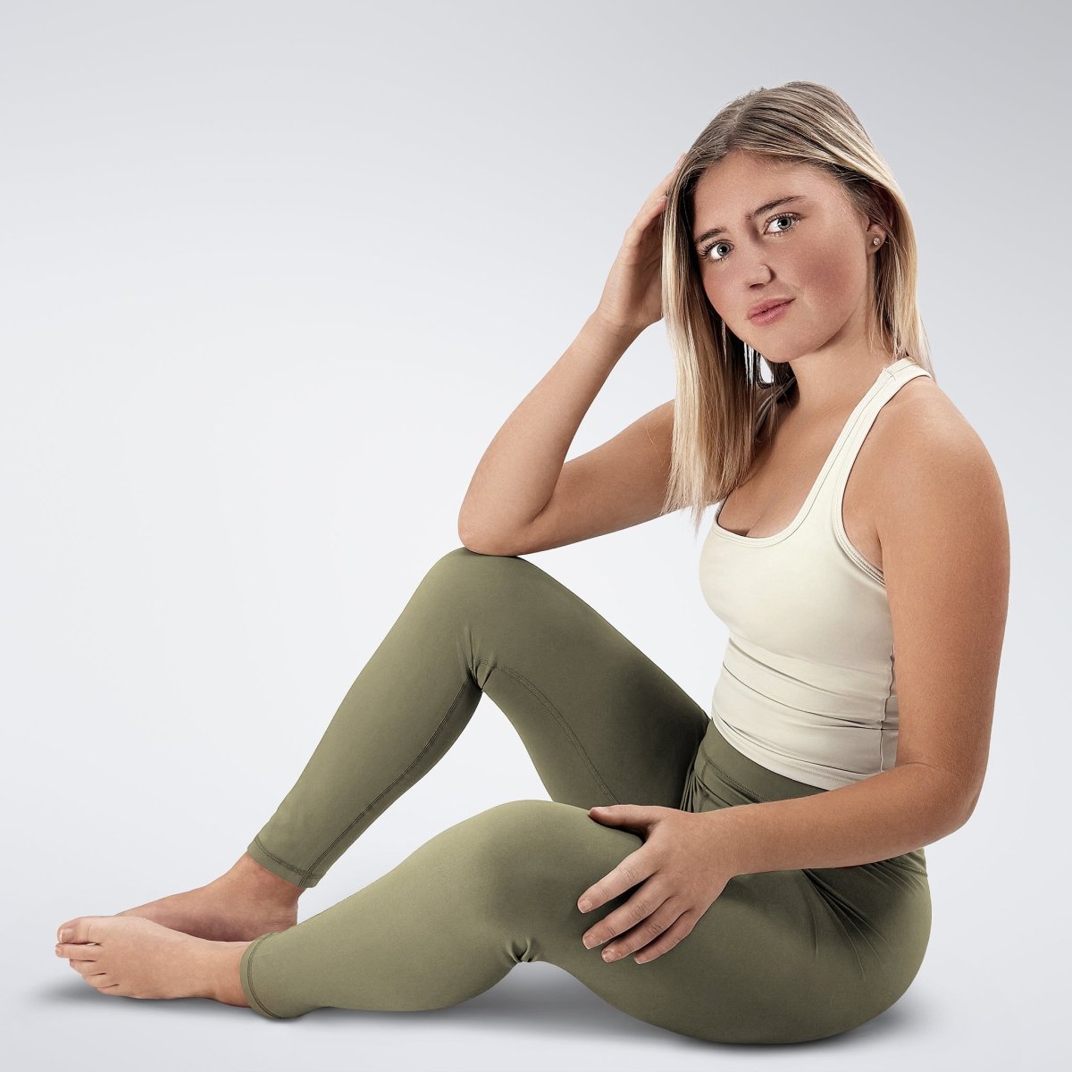 Yoga Pants in soft sage on model - Align Collection activewear