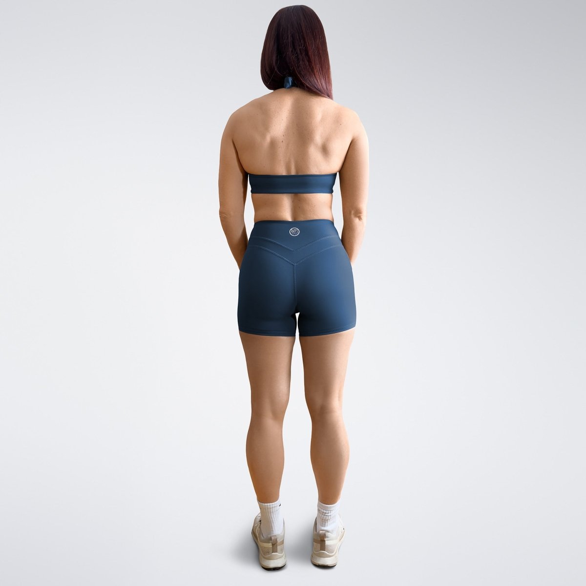 Shorts in navy on model - Halo Collection activewear