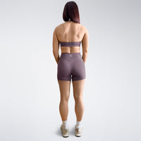 Shorts in plum on model - Halo Collection activewear