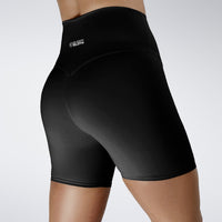 Shorts in black on model - Surge Collection activewear