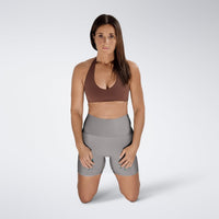 Shorts in battleship gray on model - Surge Collection activewear